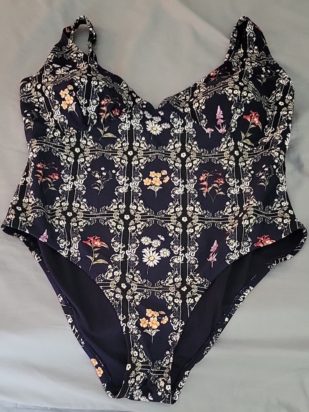 Floral Navy One-Piece Swimsuit for Kids